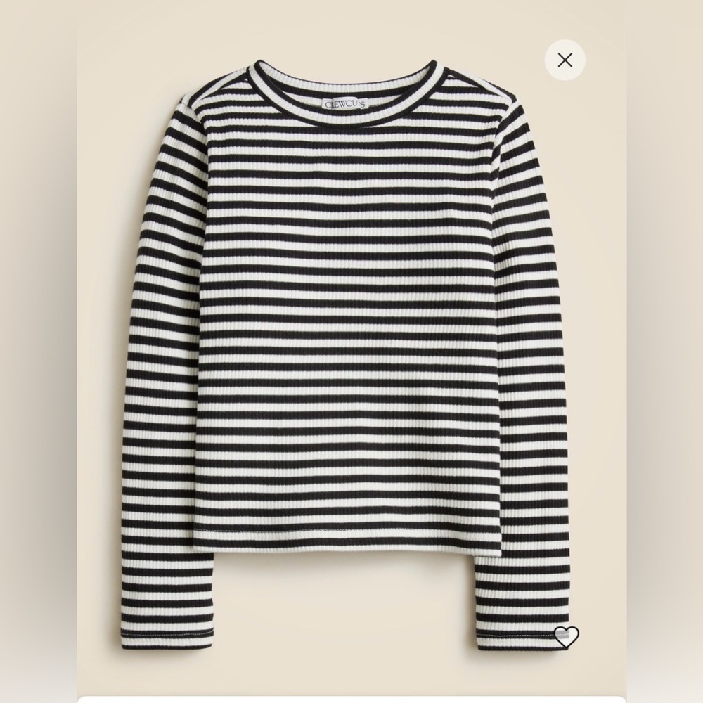 J. Crew Crewcuts Girls Black and White Striped Long Sleeve Knit Tee, Sz M NWT